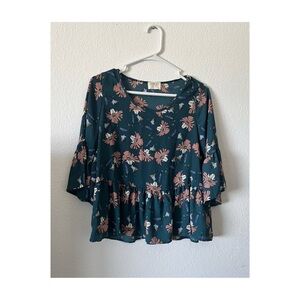 Sienna Sky Pink Ruffled 3/4 Sleeve Blouse